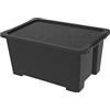 Rotho Evo Easy - Scatola portaoggetti con coperchio, 44 l, in plastica (PP riciclato), 44 l, 58,5 x 39,0 x 27,9 cm, colore: Nero