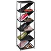 Relaxdays Scarpiera a Ripiani per 11 Paia di Scarpe, Scaffale Portascarpe Slim Ingresso, HLP: 121x38x30 cm, Grigio Nero, Tessuto Non Tessuto, Acciaio, Plastica