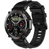 GIOPUEY Cinturini Compatibile con Amazfit T-Rex Ultra, Morbido Silicone Cinturino [Resistente all'Usura] [Traspirante] - Black