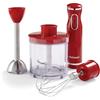 Techwood TMS-9605 Frullatore a Immersione 3 in 1, 600 W, Rosso, 500 milliliters, Acciaio Inossidabile, 2 velocità, Multicolore