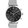 OOZOO Timepieces Orologio da uomo - Orologio da polso da uomo con cinturino in rete da 22 mm - analogico da uomo con cinturino in maglia milanese rotondo, argento/nero., Bracciale