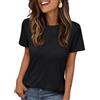 AirMood Maglietta Estiva da Donna, Casual, Basic, vestibilità Ampia, Girocollo, Maniche Corte, Nero, L