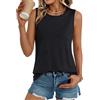 AirMood Canottiera Estiva da Donna, Casual, vestibilità Larga, Senza Maniche, Girocollo, Nero, M
