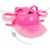 MIJOMA Casco per bere a mani libere con fattore di divertimento, per feste, festival e carnevale, supporto regolabile per lattine e bottiglie, divertente gadget per feste (rosa con boa di piuma)