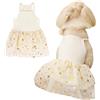 Fnaobai - Vestito a tutù per cani con gonna in tulle e pizzo, con glitter a stella, per feste di animali domestici, per gatti e cani di taglia piccola e media (Giallo, M)