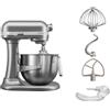 Kitchenaid Robot da cucina con sollevamento vasca, 6,6 l, planetaria artisan, heavy duty, contour silver