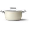 Smeg Casseruola 2 manici con coperchio, 50's style, ø 24 cm, crema