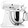 Kitchenaid Artisan, planetaria con testa reclinabile 4,8 lt, accessori in acciaio inox, white