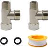 Sxutop 2 Pezzi Valvola Deviatrice 3 Vie 3/8 1/2 Adattatore a Forma di T Connettore Valvola 3 Vie Deviatore a T Deviatrice per WC, Sistema Doccia, con Rondelle e Nastro Sigillante