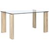 KONTE.DESIGN Tavolo NEW ARLEY in vetro con gambe in legno naturale, 140 x 80 cm
