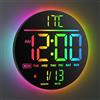 Maxstar Orologio Digitale da Parete 10 Grande con Telecomando, Display LED Moderno 8 RGB, Luminosità Automatica, Termometro, Decorativo Sveglia - Ideale per Soggiorno, Camera da Letto, Cucina - Nero