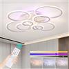 ZAITINZ Plafoniera LED Soffitto Bianca 80W 8 Anelli Dimmerabile Telecomando