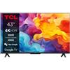 TCL P655 Serie P65 Smart TV Ultra HD 4K 43" 43P655, Dolby Audio, Controlli vocal