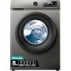 Hisense WFQP8014EVMT - Lavatrice a Carica Frontale 8 Kg, 1400 rpm, Classe energetica A, 15 Programmi, Vapore, Display LED, Programma Rapido, Partenza Ritardata, Child Lock, Titanium Grey