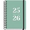 Dohe - Agenda scolastica 2025 2026 - Giorno per pagina, formato A5 (15 x 21 cm), spagnolo e inglese, da settembre a giugno, rilegatura a doppia spirale e fascia elastica, copertina flessibile, 4 fogli