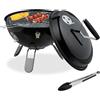 Relaxdays Barbecue a Carbonella Portatile, Ø 37 cm, Grill a Carbone con Coperchio, Esterno, Giardino e Campeggio, Nero, Inox, Acciaio, Nylon