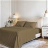 Italian Bed Linen Set Lenzuola Elegant, lavorato in Italia - Completo Letto, Lenzuolo Sotto con Angoli, Telo Sopra 240x270cm e Federe con Patella Interna, Nocciola, Matrimoniale