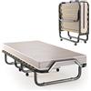LIFEZEAL Letto Pieghevole, Letto per gli ospiti pieghevole in metallo, Singolo Pieghevole con Materasso in Memory Foam, Adulto Metallo su 4 Ruote (Beige, 200 x 90 x 41 cm)