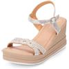 JOMIX Sandali Estivi Donna Tacco Zeppa Eleganti Scarpe con Cinturino Regolabile Decorato Strass Moda per Cerimonia Estate Vacanza WWS250205 Argento 38