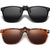 YAMEIZE Occhiali da sole polarizzati a clip, per donne e uomini, protezione UV400, occhiali da sole per guida all'aperto, Nero + marrone leopardato