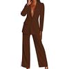 Generico Tailleur Donna Pantaloni e Giacca Taglie Forti Elegante Completo da Donna Maniche Lunghe Business Completa Tinta Unita Completo di Pantaloni e Blazer Due Pezzi per Matrimoni e Feste