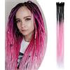 SEGO Dreadlock Extension 5 Ciocche Dread Treccine Rasta Donna Uomo Capelli Sintetici Finti Braiding Hair 60cm - Nero Naturale ombre Rosa