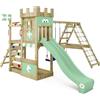 Wickey Gioco da giardino a forma di castello WICKEY DragonFlyer con altalena e scivolo, struttura da esterno per bambini con sabbiera, scaletta e accessori da gioco (verde patello)