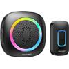 TECKNET Campanello Senza Fili da Esterno Impermeabile IP66, Portata 400M, 5 Livelli Volume 60 Melodie, Batteria RGB Campanello Wireless, Ricevitore Mobile, Black