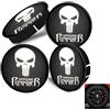 LONGHAO 4 Pcs Coprimozzi Coprimozzo Ruota Tappo,Coprimozzi Teschio,Craneo Auto Coprimozzo Universale,Diametro 60mm,Punisher Skull Teschio,Per Copri Mozzo (Nero 2)