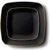 Decor Decorline - Set Piatti Quadrati Plastica Rigida Riutilizzabili da 32 pezzi/per 16 persone - Nero con Bordo Oro - Piatti dessert & Piatti pranzo - 2 misure (16 x 25 cm, 16 x 18 cm) - Classic