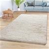 TT Home Tappeto Salotto Pelo Lungo Shaggy Morbido Soffice Design Moderno Monocolore, Colore: Beige Chiaro Crema, Dimensione:120x170 cm