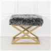Atelier Del Sofa Elegante pouf con cornice in metallo, larghezza 50 cm, altezza 42 cm, profondità 40 cm, 100% poliestere, elegante design oro e grigio, perfetto per gli spazi moderni