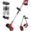 Homizo Tagliaerba a 2 ruote senza azionamento, 2 x 3000 mA batteria tosaerba elettrico, 1500 W tosaerba manuale push con 3 lame per giardino, patio interno (rosso)