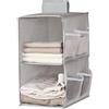 XiXiRan Organizer per Armadio Pensile, Organizzatore Armadio Interno, Pieghevole Portattuto da Appendere con 2 Scomparti 6 Tasche Laterali a Rete, 30 * 22.5 * 80cm (Grigio Due Strati)