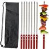 Jadin 8 PCS Spiedini Acciaio Inossidabile, Kebab Piatto da 42 cm | Kebab con Manico in Legno Resistente al Calore, Spiedini per Barbecue Riutilizzabili, Accessori per Griglia con Borsa