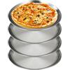 YZROHYI Set Di 4 Teglia Rotonda per Pizza Acciaio Inox 26 cm,Set Teglie da Forno Antiaderenti per Pizza,Vassoio Cucina Argento,Round Serving Tray,Teglias Stampo,Vassoio Porta Candele per Microonde