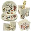VZXZXE Set di stoviglie per feste con animali selvatici, 64 pezzi, decorazione per feste di compleanno con animali selvatici, festa nella giungla per compleanno dei bambini. Include piatti, posate