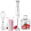 FRESKO Frullatore a Immersione 4 in 1, Minipimer in Acciaio Inossidabile da 1000 W, 12 Velocità e turbo, Include Tritatutto da 500 ml e Misurino da 700 ml, per Pappe, Zuppe, Frullati, Bianco (HB3303)
