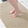 Homaxy Tappeto da bagno in ciniglia, tappetino da bagno antiscivolo, lavabile, morbido tappetino da doccia assorbente per bagno - 40 x 60 cm, beige scuro