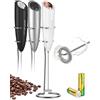 SIMPLETaste Montalatte palmare elettrico alimentato a batteria, frullatore per bevande con frusta in acciaio inox e supporto per cappuccino, caffè antiproiettile, latte