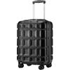 KONO Valigia Bagaglio a Mano Rigida ABS Valigia Piccola Trolley con TSA Lucchetto e 4 Ruote Girevoli 54cm Valigie, Nero