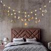 O-Kinee Fasi Lunari Decorazione Parete,Decorazione Muro Boho,Ramadan Deco Appeso a Parete,Decorazione Della Camera da Letto con Lampada Lunare,LED Decorazione per Interni,144 cm 13 Lune