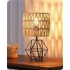EDISHINE Lampada Comodino Boho, Paralume Corda Carta, Base Metallo, Nero | Paralume Corda Carta Intrecciata, Effetto Griglia Metallo, Attacco E14, Bianco Caldo 2700 K, per Camera, Soggiorno