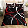 Homemissing Set di biancheria da letto con copripiumino e 1 federa per letto singolo, colore: rosso, grigio e nero, motivo geometrico, motivo geometrico geometrico, per ragazzi e ragazze, motivo geometrico