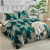 Tokokimo Copripiumino per letto 135/150 e 240 x 220 cm, motivo rami e foglie, in microfibra, 3 pezzi, composto da 1 copripiumino da 240 x 220 cm + 2 federe per cuscino da 50 x 75 cm, oro e verde scuro