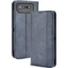 HAOYE Leather Folio Cover per Asus ROG Phone 6 Pro/Asus ROG Phone 6 Cover, PU + TPU Leather Wallet Cover, Premium Filp Case Custodia in Pelle Portafoglio con Funzione Stand, Blu