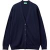 United Colors of Benetton Cardigan M/L 103CD6036 Maglione, Blu Notte 016, XS Donna