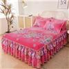 Morbuy 3 Pezzi Set Gonna da Letto per Singolo Matrimoniale e Una Piazza e Mezza Elasticizzata Copriletto con Volant Coprirete per Letto Lenzuola con 2 Federe (120x200+48x74cm,Fiore di Loto)