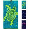 jilda-tex Telo mare, 90 x 180 cm, asciugamano da spiaggia, 100% cotone, velluto, spugna, facile da pulire (Ethno Turtle)
