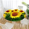 FANSU 3D Tovaglia Rotonda Antimacchia con Bordo Elastico, Girasole Stampa Tovaglie da Tavola Impermeabile Tovaglia Lavabile Copritavolo per Cucina Giardino (Diametro 120cm,Girasole Giallo)